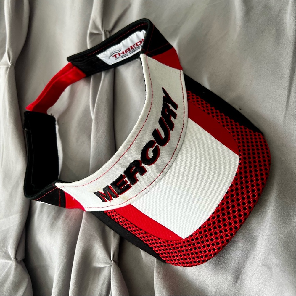 🎣 Mercury Pro Team visor NWOT MotorGuide velcro Threds angling fishing red